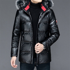 中老年白鸭绒狐狸毛领羽绒服男爸爸装秋冬休闲外套ALXBLU21-P325，男装中老年男装，电商B212（原钱塘6029）