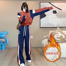 现货加绒运动服套装女秋冬新款休闲时尚卫衣阔腿裤两件套洋气，男装休闲套装，星座1210-1