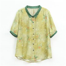 高端苎麻纯亚麻碎花上衣女妈妈装2025夏季新款大码亚麻，女装衬衫，奕阳依阁