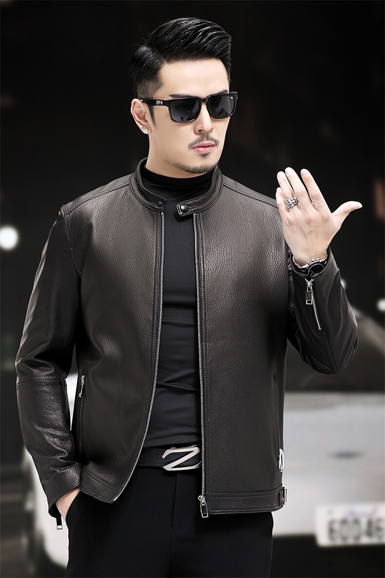 WL1825-1秋冬新款男士山羊皮夹克真皮皮衣男韩版机车男装P780,男装夹克,电商B360A（原721A）
