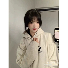 美式潮牌卫衣秋冬季连帽银狐绒加厚纽扣小众外套WCX413-P56，女装短外套，星座208-5