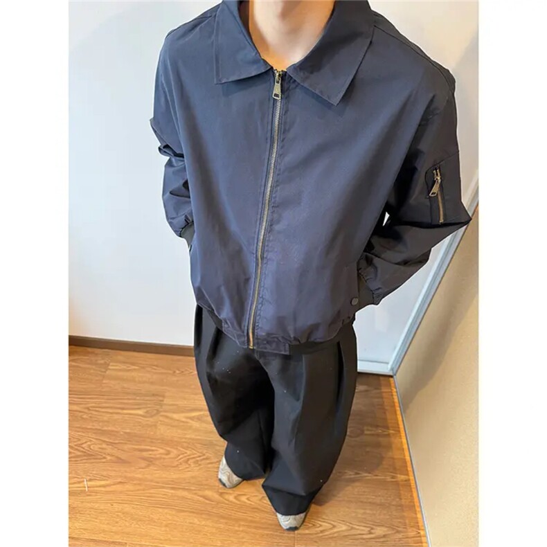 黑色cleanfit工装外套男短款春秋翻领bomber飞行员夹克美式棒球服,男装夹克,星座213