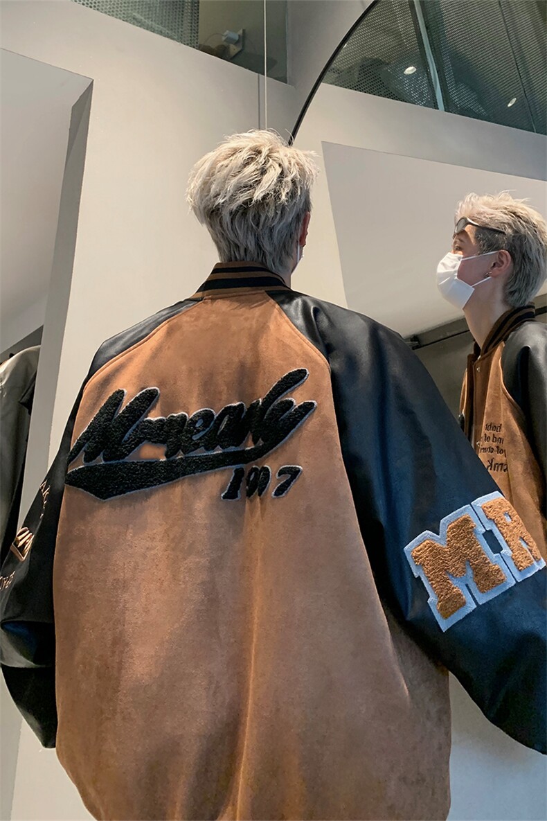 拼接撞色夹克男秋季美式宽松休闲棒球服外套XZ514-2-24233-P128,男装夹克,星座514-2(原B239)