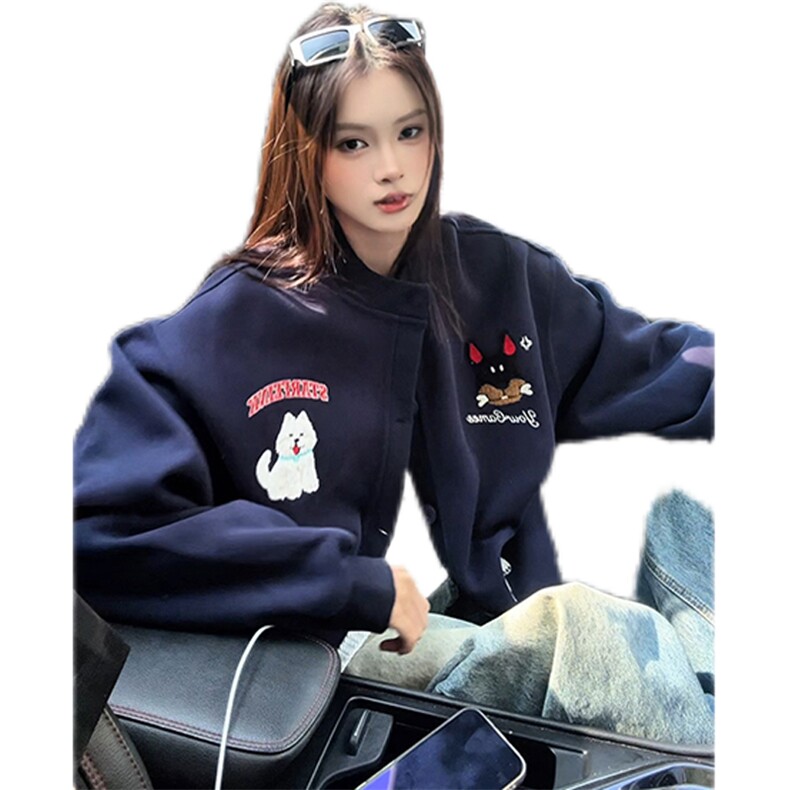 趣味毛巾绣慵懒开衫卫衣男女xh133-特p70,男装卫衣,电商B367