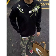 刺绣花卉圆领卫衣男女秋冬新款宽松套头青少年上衣AW25P33，男装卫衣，星座1013-5