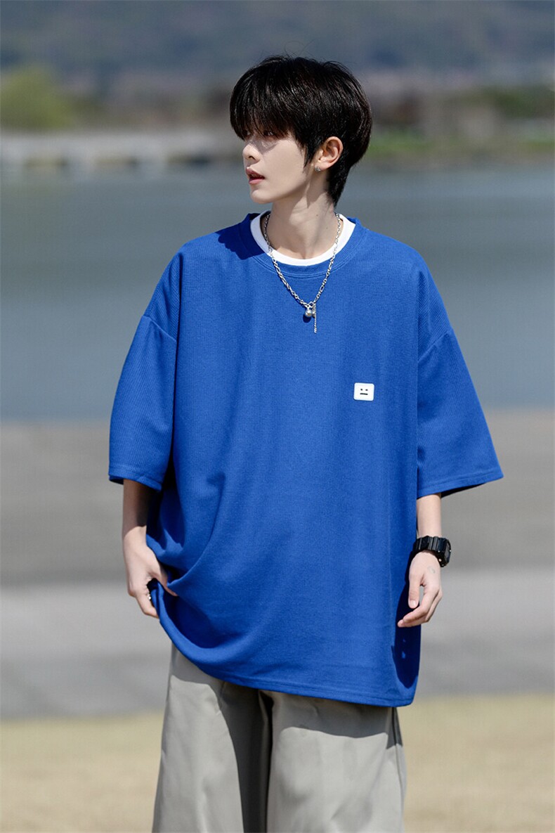 8XL-M重磅！特大码T潮牌上衣男中性华夫格短袖T恤DX304P25控39,男装T恤,电商D206-1