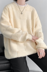 8XL-M特大码美式街头设计感毛巾绣格子毛衣男女情侣MY1204P50控68，男装针织衫/毛衣，电商D206-1