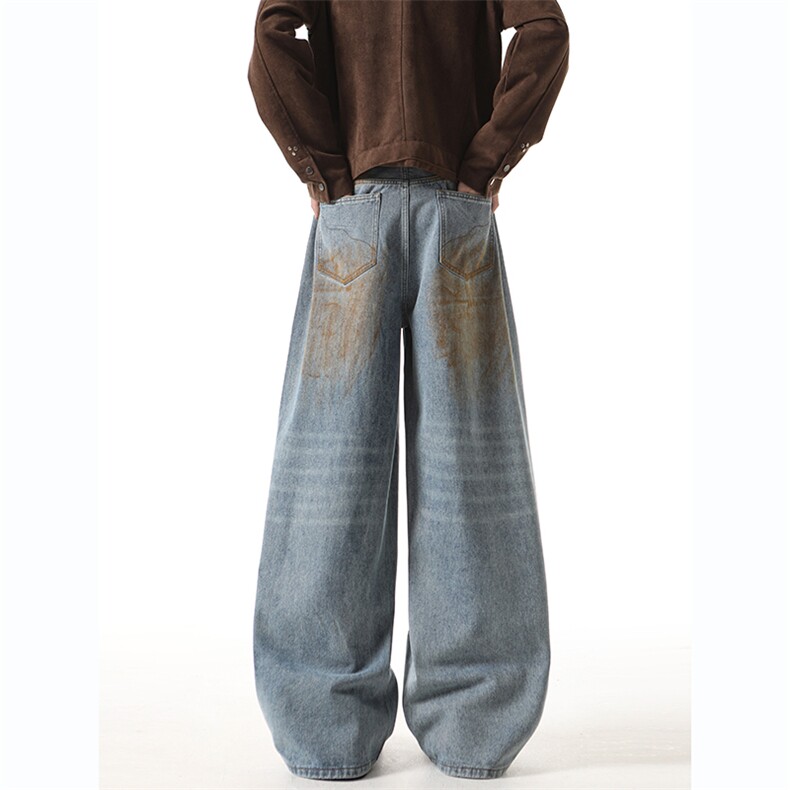 809B!新春现货美式弯刀油漆宽松牛仔裤809B-613-P48,男装牛仔裤,星座809B（原星座805）