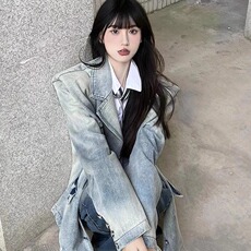 牛仔上衣春秋季新款复古独特设计感宽松西装领夹克设计感JK8925，男装工装外套，星座516A