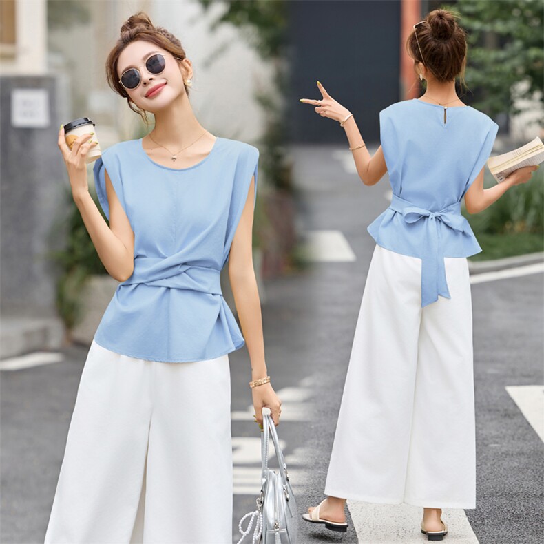 休闲套装女2025新款巨好看的韩系夏日绝美气质穿搭显瘦减龄两件套，女装套装/套裙，意芙
