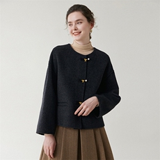 双面呢羊毛大衣女短款2025秋冬韩版新款赫本风外套，女装双面呢大衣，优远毛呢大衣