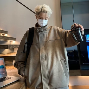 麂皮绒秋季青春流行男夹克文艺潮外套 CJ55 P65图片