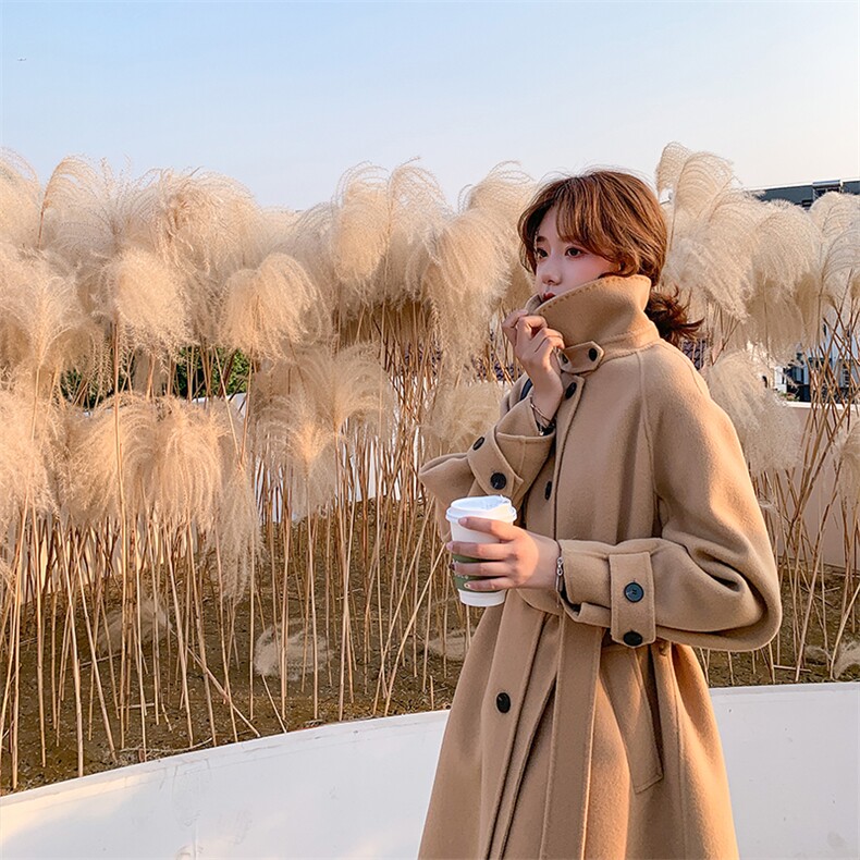 2021春秋装新款气质保暖呢大衣长款外套H888P165K238，女装毛呢外套，浙宝296A