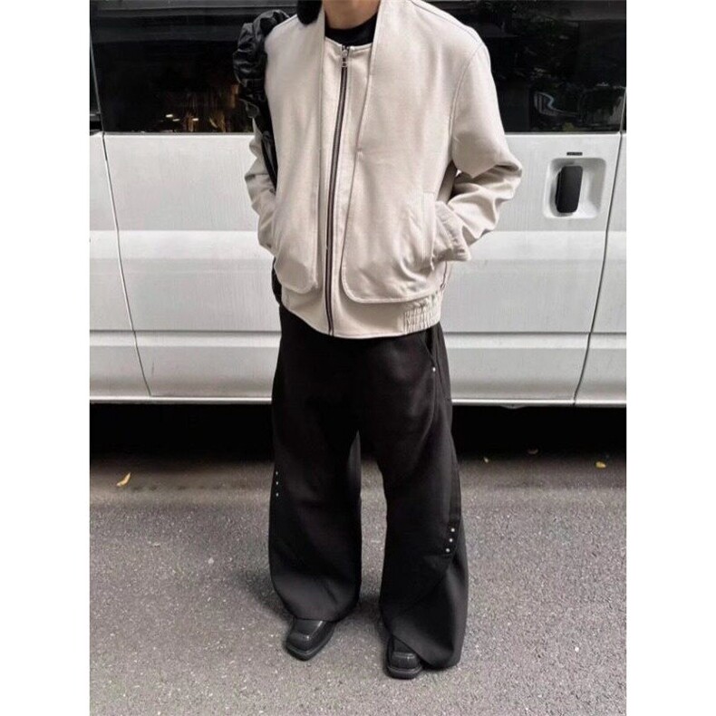 网图-K889-P6825春装重工休闲弯刀裤宽松直筒拖地裤,男装休闲裤,电商B327