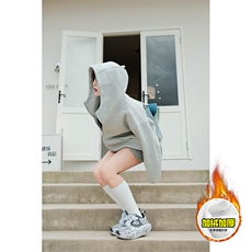 480G重磅加绒硬挺boxy男女秋冬美式高街防风高领卫衣开衫厚外套，女装短外套，电商A486