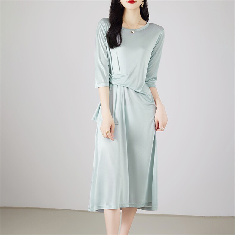 夏季高级感小众设计长裙子高冷御姐风法式气质显瘦收腰连衣裙，女装连衣裙，亿美羊绒