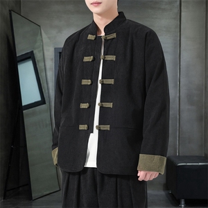 男士外套灯芯绒夹克盘扣立领唐装风 XZ1512-2503单夹克-P80图片