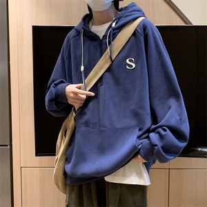 墨绿色半拉链连帽oversize重磅卫衣男美式复古春秋冬外套 W024图片