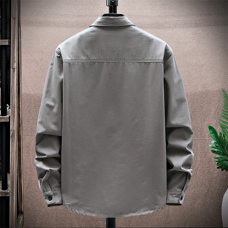 衬衣男新款纯棉工装翻领休闲时尚长袖衬衫XZ310B-3-CY807-P58,男装衬衫,星座310B-3