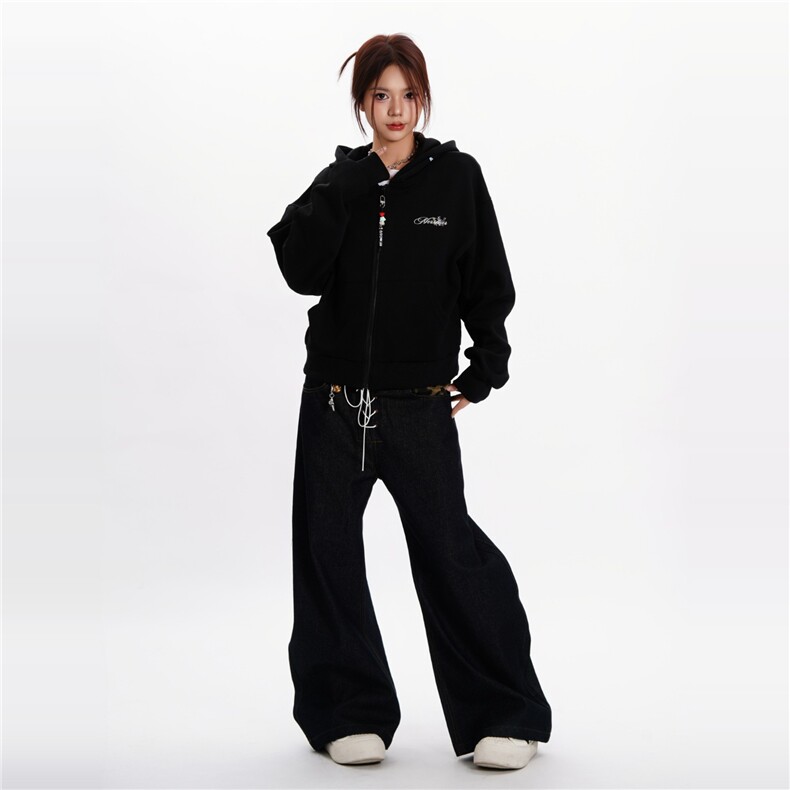 网络图重磅美式开衫拉链休闲百搭卫衣外套男女,女装短外套,星座410-7