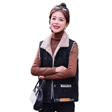 【新款现货】2025冬装新款时尚字母刺绣加绒牛仔马甲外套上衣，女装马甲，印象茜