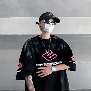 C436-P33 夏季新款潮牌宽松休闲T恤男高街复古百搭短袖t恤 现货图片