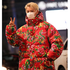 A2风冬季保暖防寒棉衣外套花棉服连帽汉服潮男女装大码个性，男装棉衣，星座115A(原星座507）