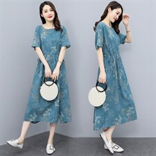 2022年夏季新款修身抽绳时尚印花连衣裙，女装连衣裙，香香
