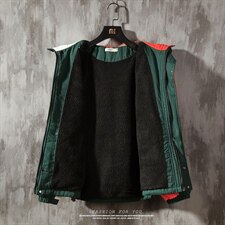 2021冬季新砖墙日系男大码撞色拼接羊羔毛保暖连帽棉衣J9751-P100，男装棉衣，电商A001