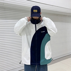 拼色运动外套春季美式复古ins潮牌宽松连帽夹克JK003-P55，男装夹克，星座308B-1