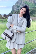 主推现货-2025年秋季新款减龄设计感小香风百褶两件套套装裙女，女装套装/套裙，霓裳依族