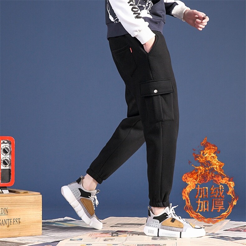 冬季新款加绒加厚蒙马日系港chic国潮基础休闲工装裤CK32-P50，男装休闲裤，电商A021A