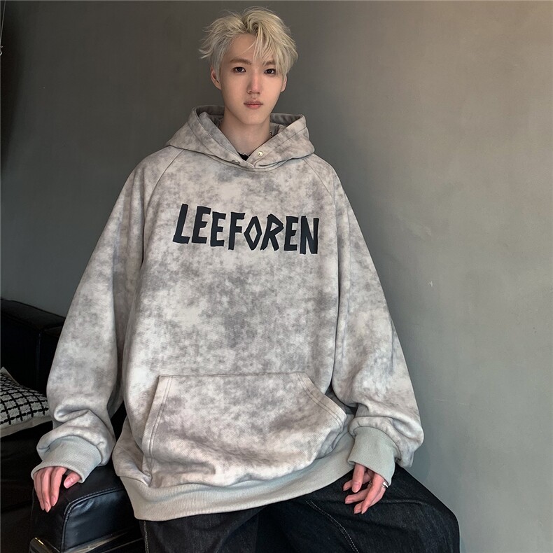 美式扎染华棉连帽卫衣男秋季痞帅脏脏外套情侣长袖W90-P5,女装短外套,电商C307A
