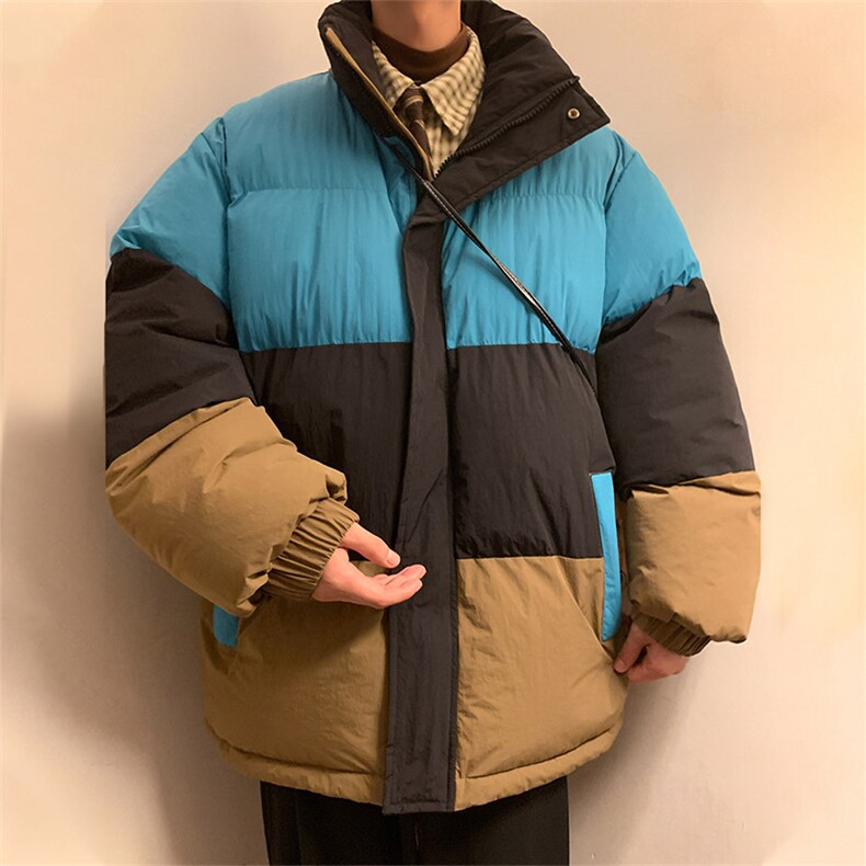 港风2026新品冬季宽松情侣装撞色棉衣棉服冬装加厚外套D007-P90,男装棉衣,星座717