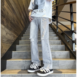 抖音品质 破洞牛仔裤男小脚B342-K7040-特P45图片