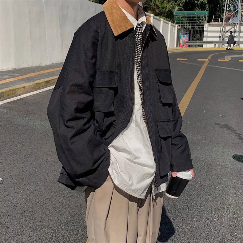 男夹克青少年工装大口袋翻领夹克外套W81P65,男装夹克,星座1116-2