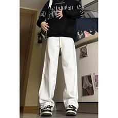 24秋冬美式侧褶皱阔腿垂坠感拖地百搭休闲卫裤男K3216-特38加绒48，男装休闲裤，电商A009A（原A058A）