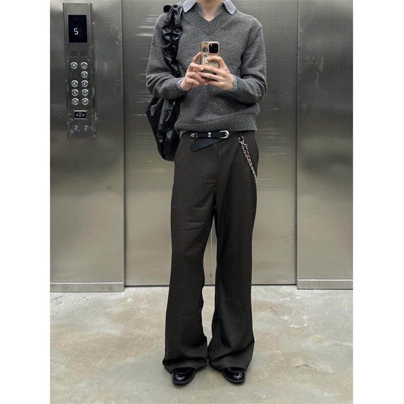 【有货】M017LL-特P60假两件V领毛衣男翻领针织衫外套,男装针织衫/毛衣,星座1007（原301D）