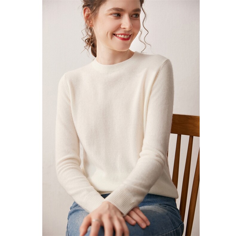 2025年秋季常规款套头圆领花边时尚百搭通勤长袖，女装针织衫/毛衣，宛咚羊绒