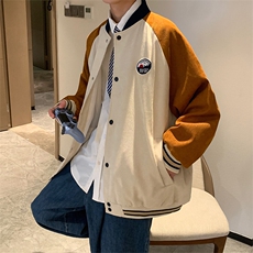 棒球服港风工装上衣宽松韩版运动拼接撞色夹克百搭外套W1287-P55，男装夹克，星座512-2