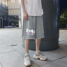 反光休闲短裤男潮流运动学生外穿ins炸街笑脸沙滩五分裤DK86-P28，男装牛仔裤，星座1008-2