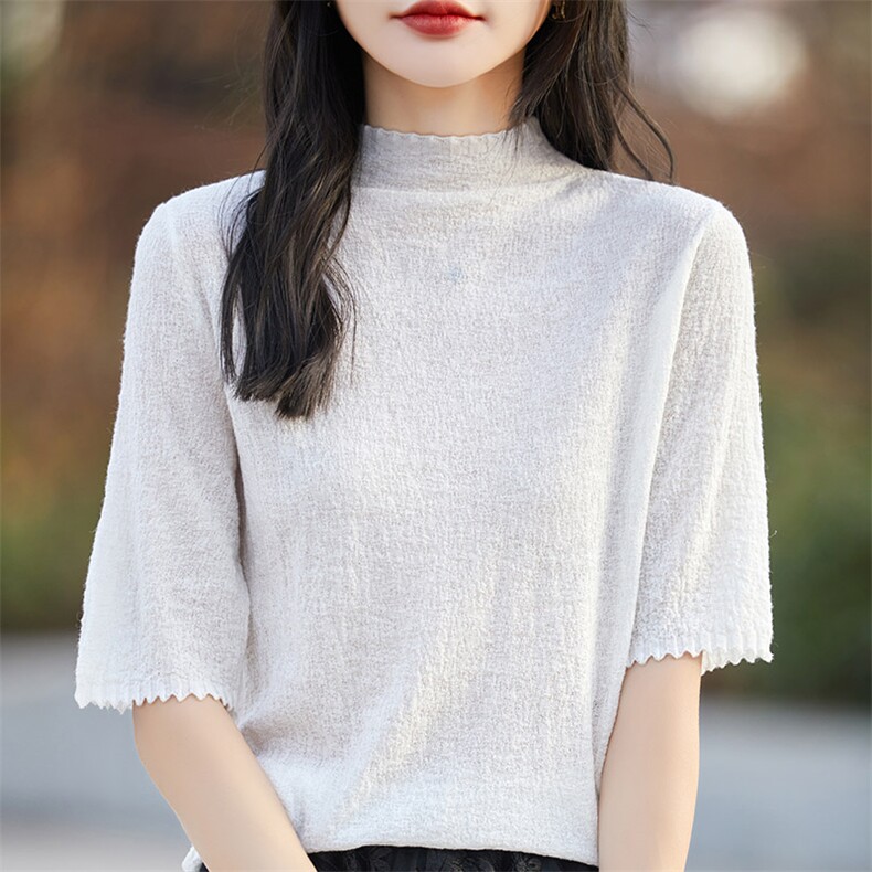时尚百搭圆领长袖毛衣女套头修身显瘦针织衫,女装羊毛衫,琳华羊绒