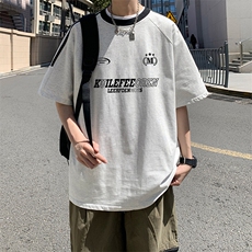 夏季美式高街重磅纯棉三条杠织带撞色男女短袖T恤ZD650-特P30，男装T恤，电商A486-1