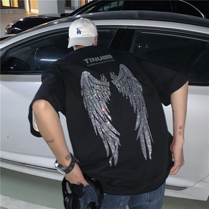T恤潮流圆领男港风烫钻2026夏季新款短袖时尚B299-X5301-P45-控65图片