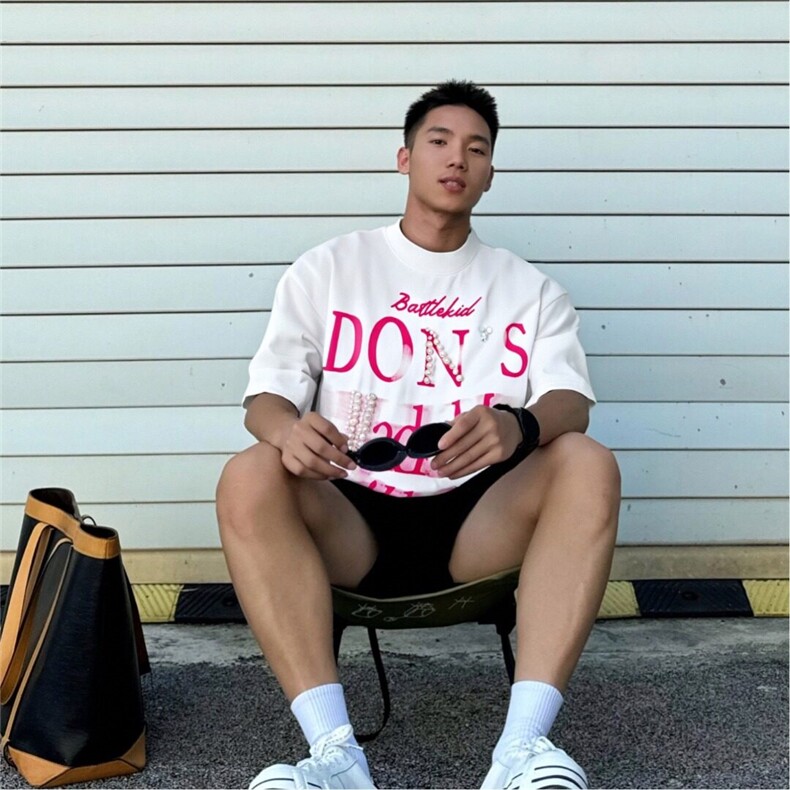M534-P35美式幻影字母珍珠小众设计感休闲宽松短袖T恤男女同款,男装T恤,星座617A-1（原B318A）
