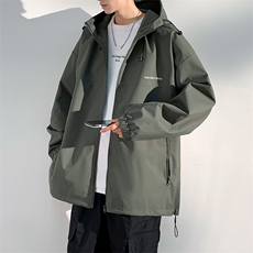 港风冲锋衣夹克男宽松落肩宽松纯色连帽外套JK727-特P65，男装夹克，星座1204-3
