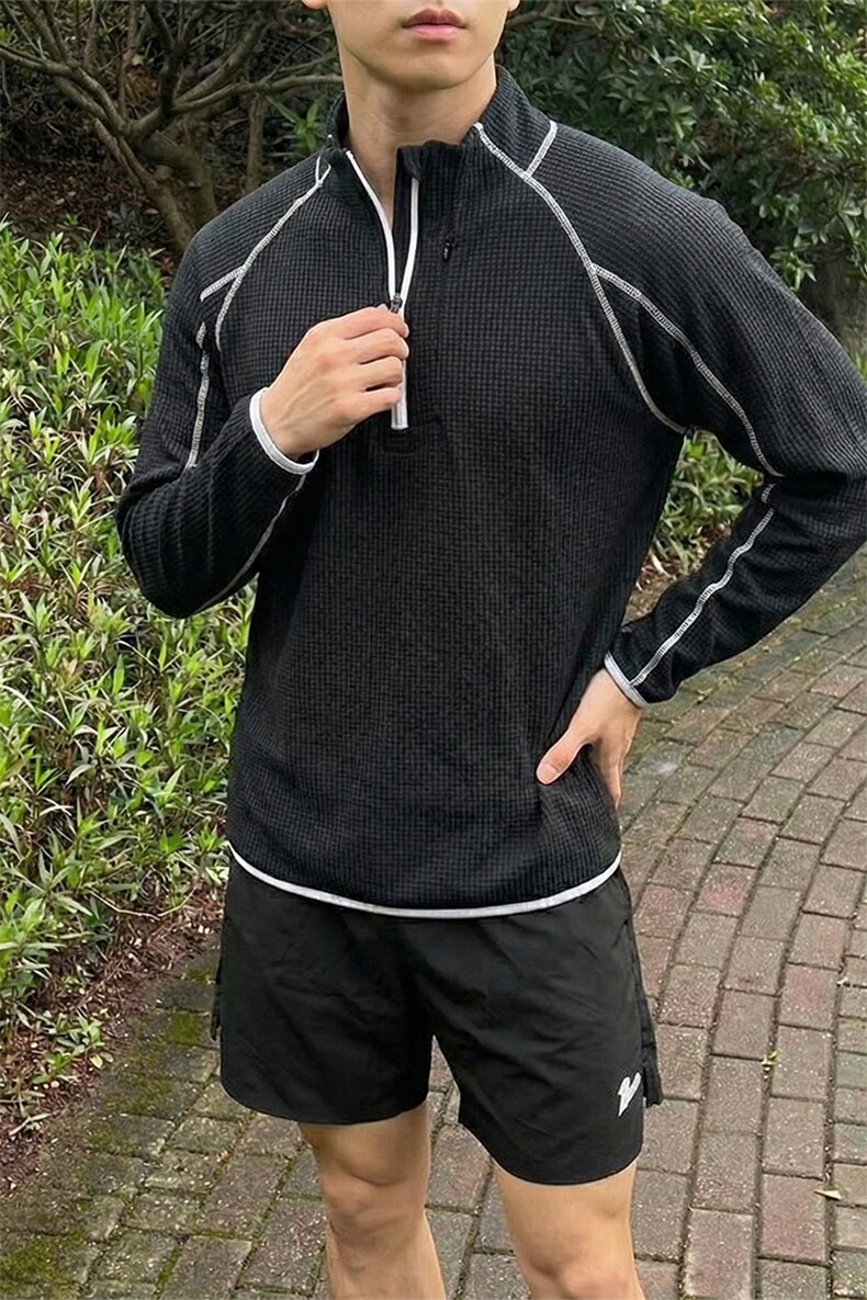 哈苏线撞色长袖T恤户外运动休闲内搭上袖卫衣男C64163-TP4588,男装T恤,电商A102