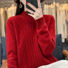 纯色上衣2024秋装新款简约时尚显瘦套头女士羊毛针织衫，女装羊毛衫，暖圣羊羊绒