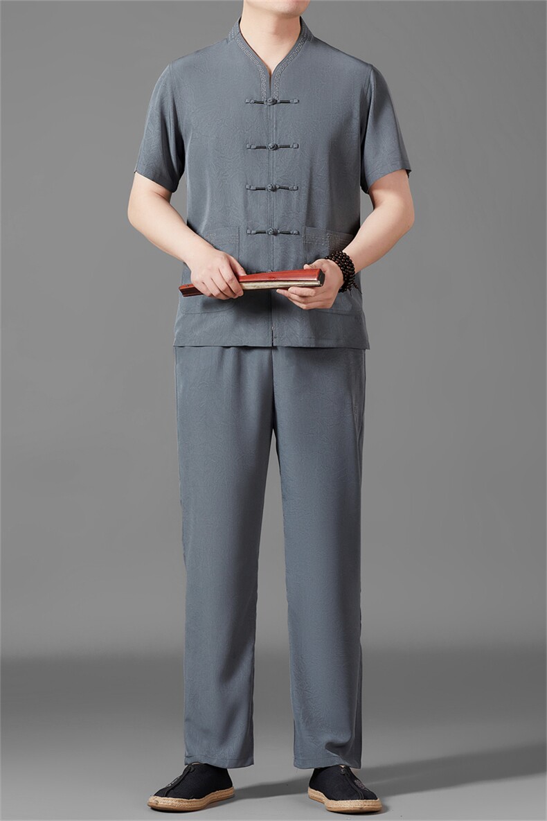 风唐装短袖衬衫男夏季中老年风中式汉服套装MJ5103T-P97,男装衬衫,星座1105-3