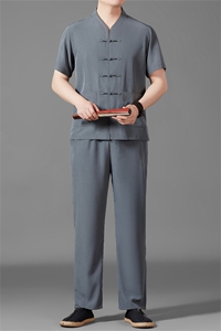 风唐装短袖衬衫男夏季中老年风中式汉服套装MJ5103T-P97图片